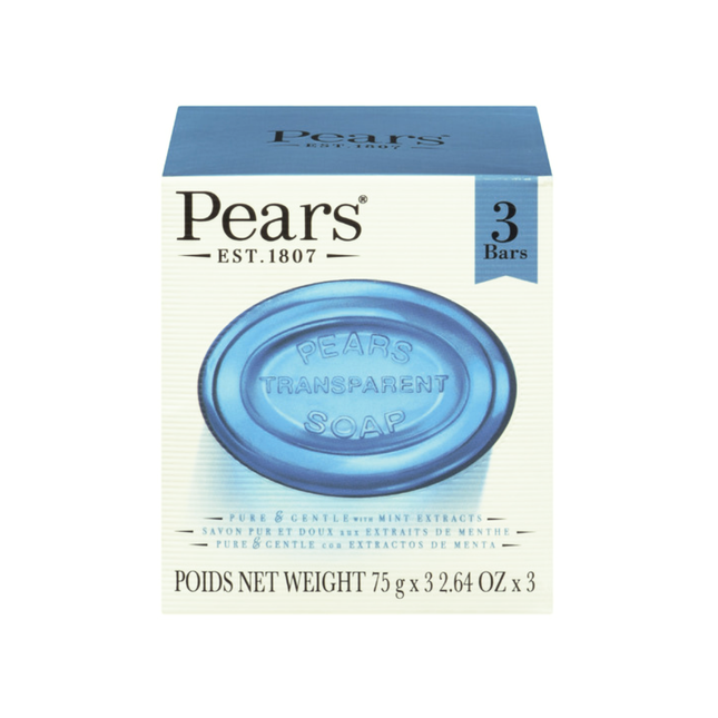 Poires - Pains de Savon Transparents Purs &amp; Doux - aux Extraits de Menthe | 3 Barres X 75 g