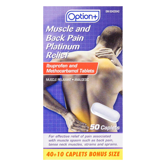 Option+ - Muscle & Back Pain Platinum Relief | 50 Caplets
