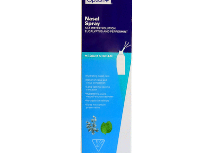 Solution d'eau de mer Option+ Spray nasal - Eucalyptus et menthe poivrée | 135 ml