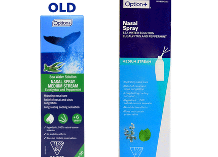 Solution d'eau de mer Option+ Spray nasal - Eucalyptus et menthe poivrée | 135 ml