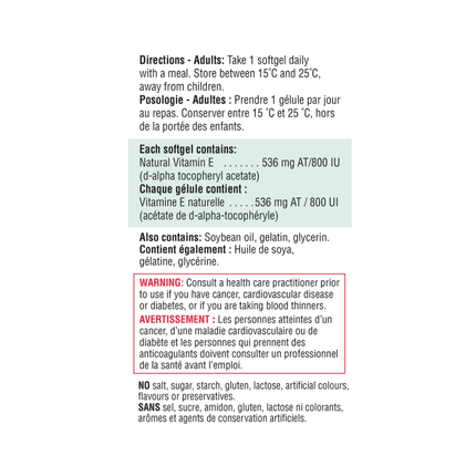 Jamieson Vitamine E, 800 UI | 50 gélules