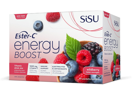 Sisu - Ester-C Energy Boost - Daily Vitamin Drink Mix - Wildberry Flavour | 8 g x 30 Packets*