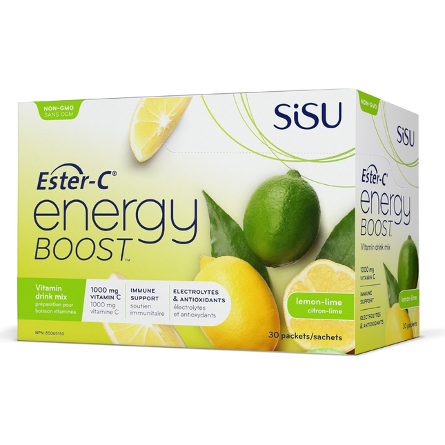 Sisu - Ester-C Energy Boost - Mélange pour boisson vitaminée - Saveur citron-lime | 8 gx 30 Sachets*
