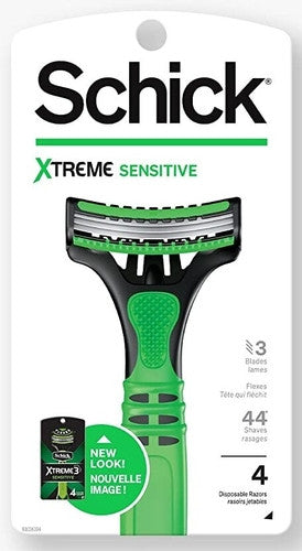Schick - Xtreme Sensitive - 3 lames | 4 rasoirs jetables