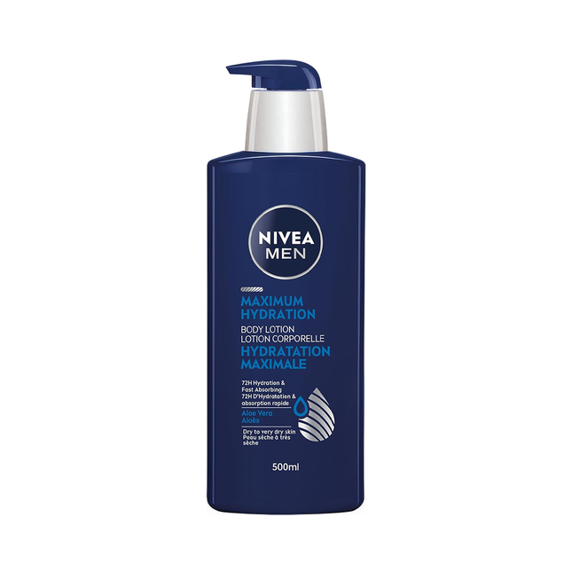 Nivea Men - Lotion corporelle hydratation maximale 72H, avec aloe vera | 500 ml