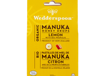 Wedderspoon - Gouttes de miel de Manuka bio, citron et propolis d'abeille | 120 g