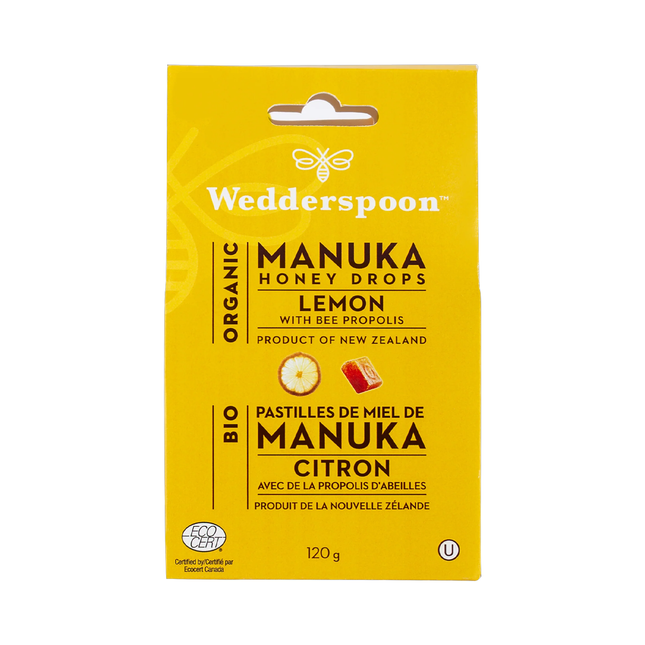 Wedderspoon - Gouttes de miel de Manuka bio, citron et propolis d'abeille | 120 g
