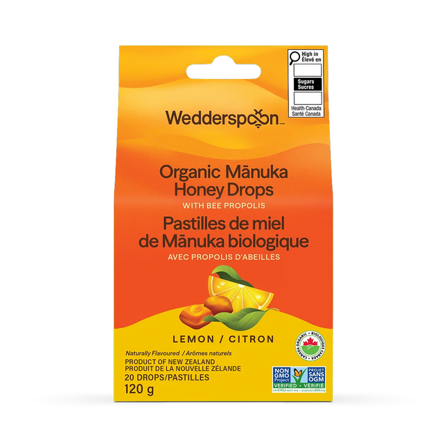 Wedderspoon - Gouttes de miel de Manuka bio, citron et propolis d'abeille | 120 g