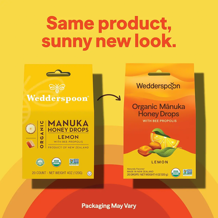 Wedderspoon - Pastilles de miel de Manuka biologique, Citron et propolis d'abeille | 120 g