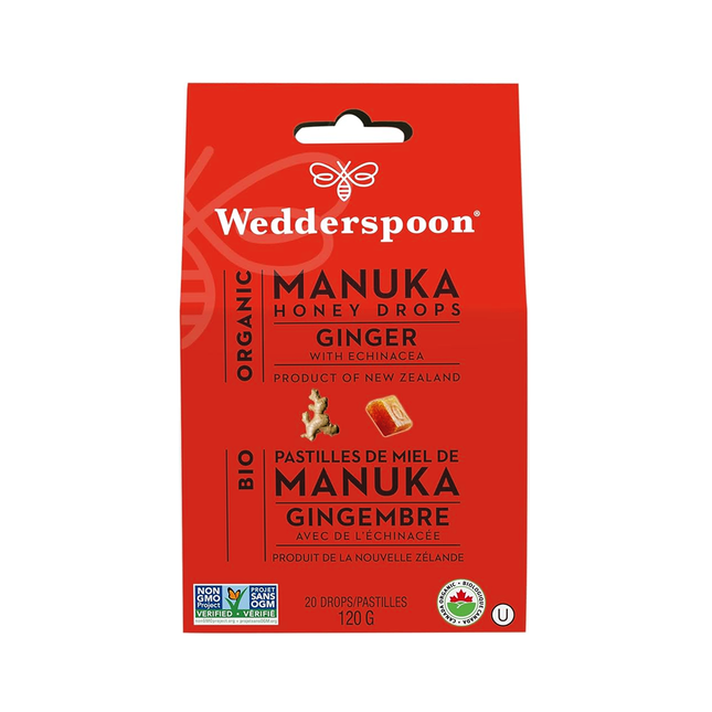 Wedderspoon - Gouttes de miel de Manuka bio, gingembre et échinacée | 120 g