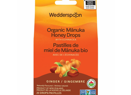 Wedderspoon - Gouttes de miel de Manuka bio, gingembre et échinacée | 120 g