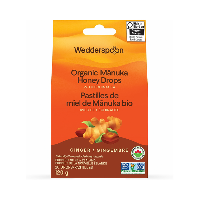 Wedderspoon - Gouttes de miel de Manuka bio, gingembre et échinacée | 120 g