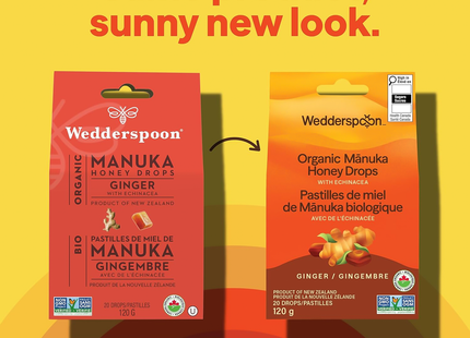 Wedderspoon - Gouttes de miel de Manuka bio, gingembre et échinacée | 120 g