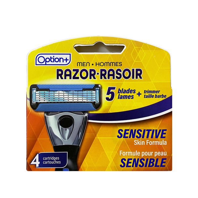 Recharge de lames de rasoir Option+ pour hommes avec formule pour peaux sensibles | 4 cartouches