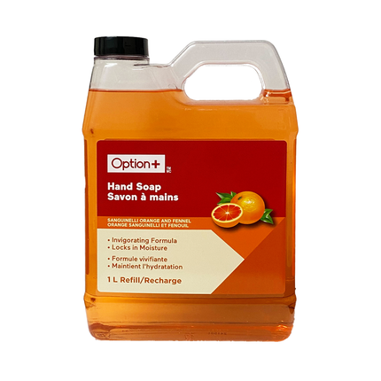 Option+ Savon pour les mains, Orange Sanguinelli et Fenouil | 1 L