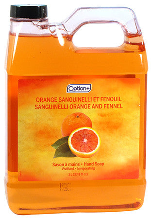 Option+ Savon revigorant pour les mains à l'orange Sanguinelli et au fenouil | 1 litre