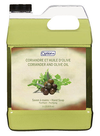 Option+ Savon pour les mains à la coriandre et à l'huile d'olive | 1 litre
