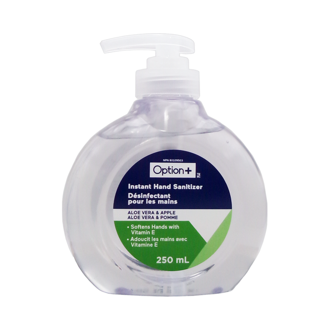 Option+ Instant Hand Sanitizer, Aloe Vera & Apple Scent | 250 mL