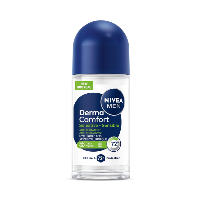 Nivea Men - Derma Comfort Sensitive 72H Antiperspirant with Hyaluronic Acid & Vitamin E | 50 mL