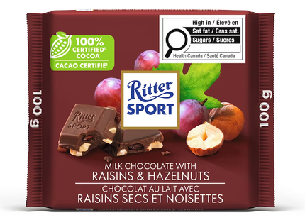Ritter Sport - Milk Chocolate Bar with Raisins & Hazelnuts | 100 g