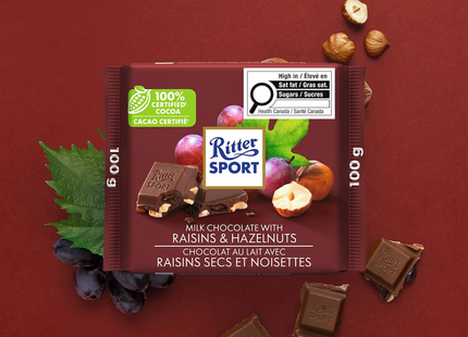 Ritter Sport - Milk Chocolate Bar with Raisins & Hazelnuts | 100 g