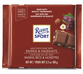 Ritter Sport Milk Chocolate Bar with Raisins & Hazelnuts | 100 g