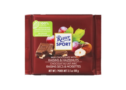 Ritter Sport - Milk Chocolate Bar with Raisins & Hazelnuts | 100 g