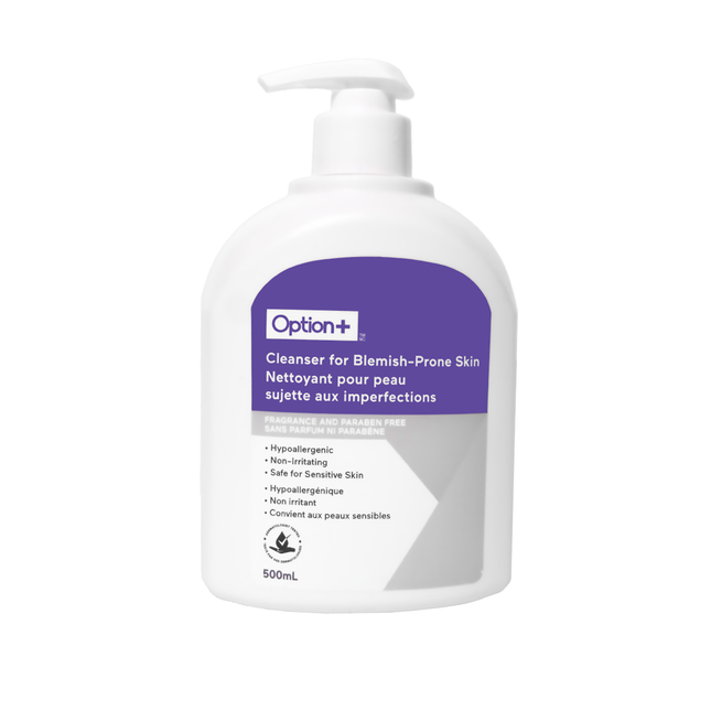 Option+ - Skin Cleanser for Blemish Prone Skin - Hypoallergenic | 500 mL