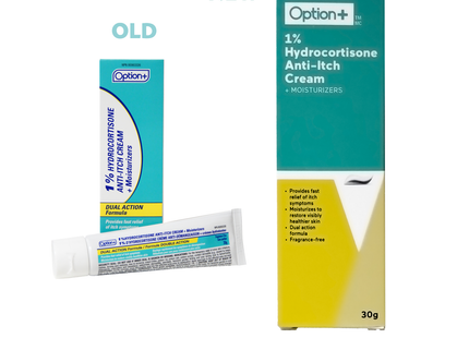 Option+ Crème anti-démangeaisons à 1 % d'hydrocortisone avec hydratant | 30g