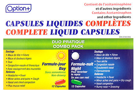 Option+ Complete Liquid Capsules Combo Pack | 12 Daytime + 12 Nighttime Liquid-Gels
