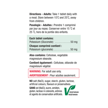 Jamieson - Potassium à concentration régulière 50 mg | 100 comprimés