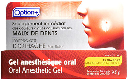 Option+ Extra Strength Immediate Toothache Pain Relief Oral Anesthetic Gel | 9.5 g