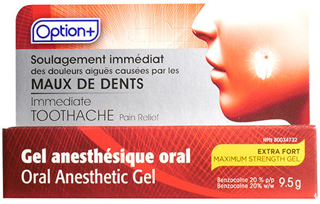 Option+ Gel anesthésique oral extra fort pour soulager immédiatement la douleur des maux de dents | 9,5g