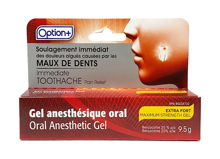 Option+ Immediate Toothache Pain Relief Oral Anesthetic Gel, Extra Strength | 9.5 g