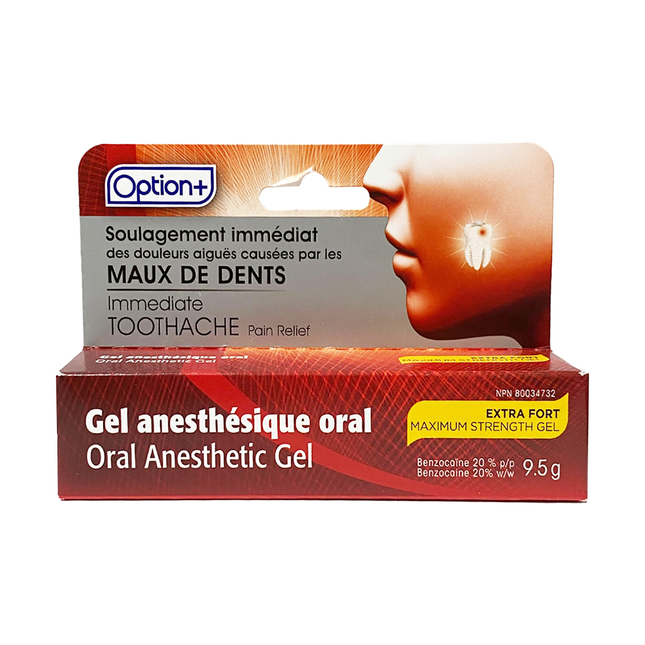Option+ Immediate Toothache Pain Relief Oral Anesthetic Gel, Extra Strength | 9.5 g