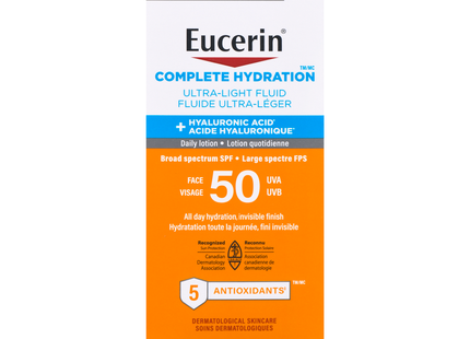 Eucerin - Complete Hydration Ultra-Light Fluid Sunscreen 50 SPF | 50 mL