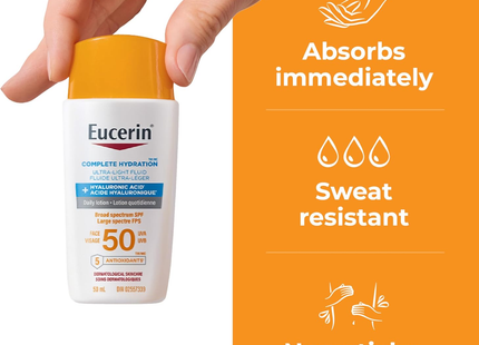 Eucerin - Complete Hydration Ultra-Light Fluid Sunscreen 50 SPF | 50 mL