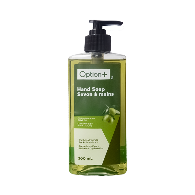 Option+ Savon purifiant pour les mains à la coriandre et à l'huile d'olive | 300 ml