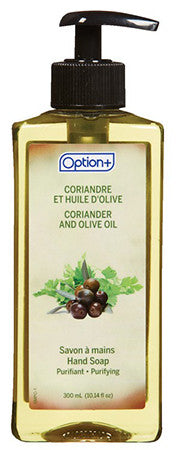 Option+ Savon purifiant pour les mains à la coriandre et à l'huile d'olive | 300 ml