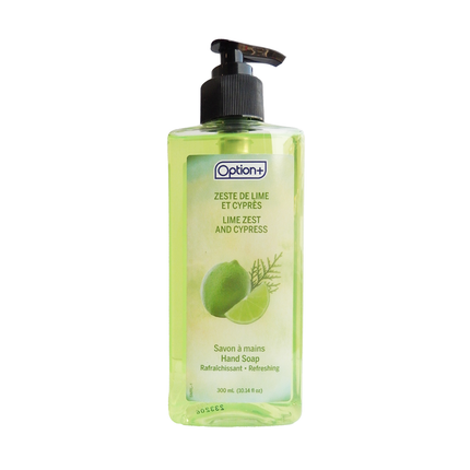 Option+ Savon liquide pour les mains rafraîchissant Zeste de lime et cyprès | 300 ml