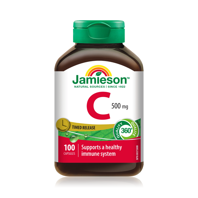 Vitamine C Jamieson, 500 mg, libération prolongée | 100 Gélules