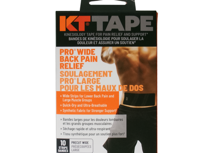 KT Tape - Bande thérapeutique Kinisiology, Wide Pro 100% synthétique, noir de jais | 10 bandes