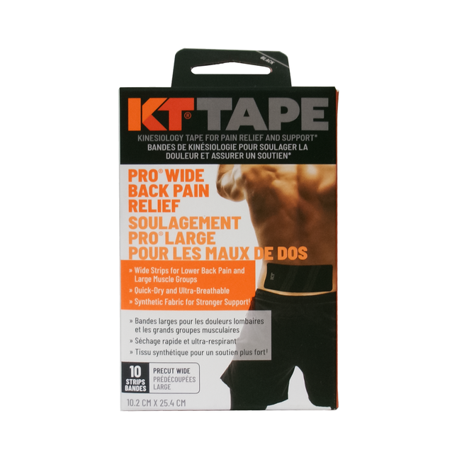KT Tape - Kinisiology Therapeutic Tape, Wide Pro 100% Synthetic Jet Black | 10 Strips