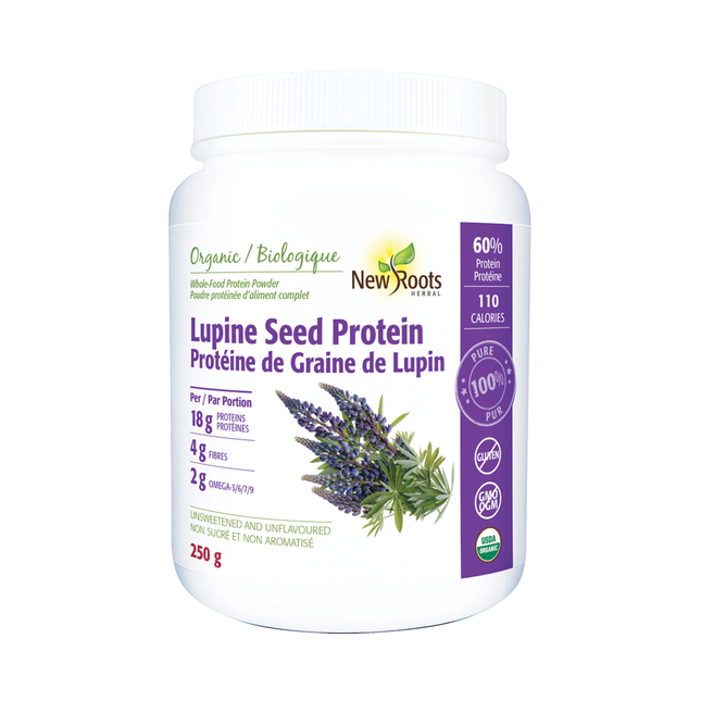 New Roots - Protéine de graines de lupin 100 % pure, poudre de protéines d'aliments entiers biologiques | 250 g