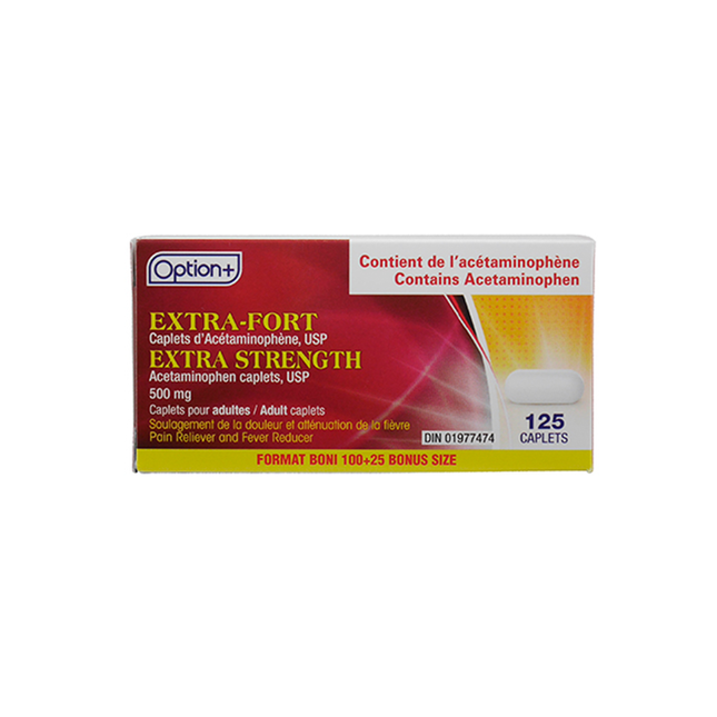 Option+ Extra Strength Acetaminophen Caplets 500 mg | 125 Caplets