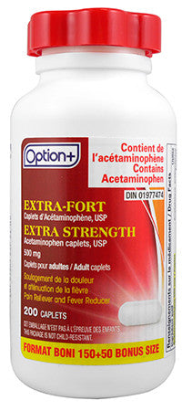 Option+ Extra Strength Acetaminophen Caplets - 500 mg | 200 Caplets