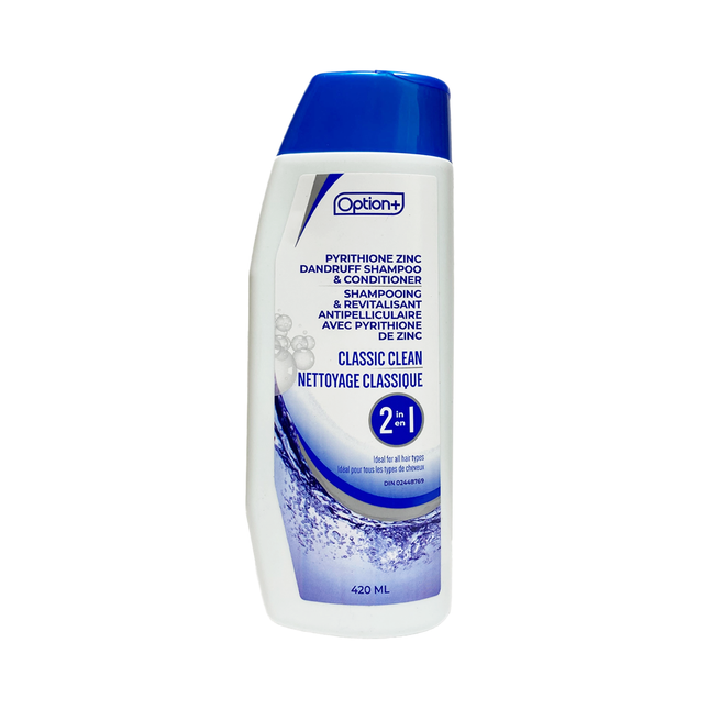 Option+ Shampoing et revitalisant antipelliculaire classique 2 en 1 | 420 ml
