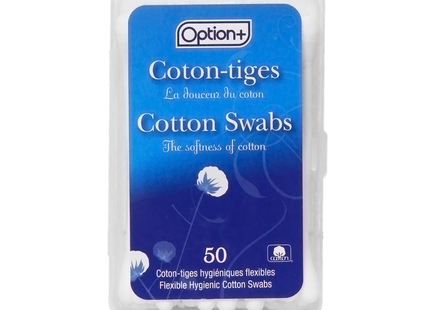 Option+ 50 Cotton Swabs - Travel Size