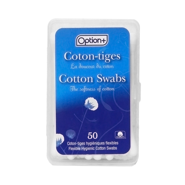 Option+ 50 Cotton Swabs - Travel Size