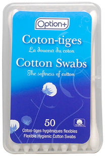 Option+ 50 Cotton Swabs - Travel Size